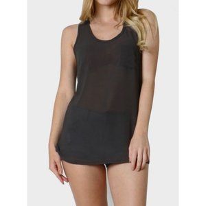 Zenana Outfitters sheer chiffon racerback tank top blouse with pocket NEW